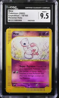 CGC 9.5 MINT+ Mew 19/165 Reverse Holo 2002 Pokemon Expedition Pop 11 - Image 1