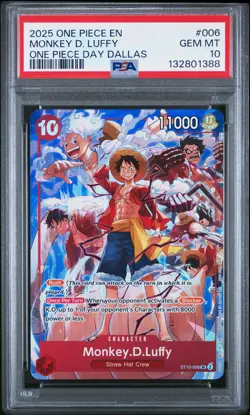2025 ONE PIECE PROMOS ONE PIECE DAY DALLAS #006 MONKEY D. LUFFY PSA 10 - Image 1