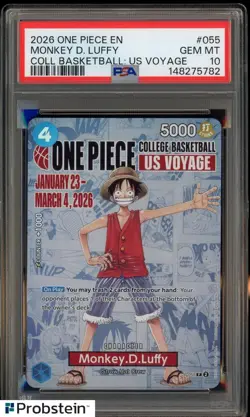 2026 One Piece EN College Basketball US Voyage #055 Monkey D Luffy PSA 10 - Image 1