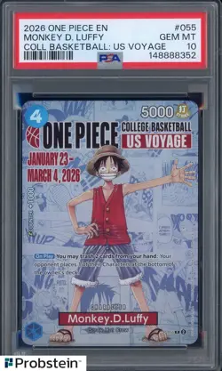 #4 2026 One Piece En College Basketball US Voyage #055 Monkey D. Luffy PSA 10 - Image 1
