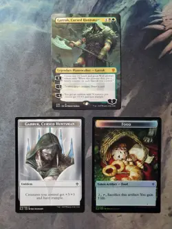 Garruk, Cursed Huntsman (Borderless) w/ Emblem & Wolf / Food Token (Foil) (ELD) - Image 2