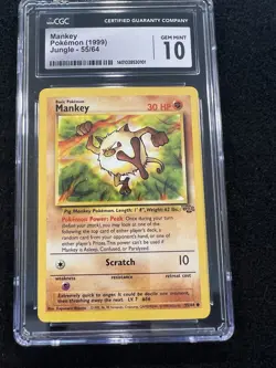 Pokemon Mankey 55/64 from Jungle Unlimited in a CGC 10! - Image 1