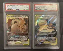 Eevee Snorlax Gx Pokemon Tag Team Team Up 120 171 Sequential Psa 10 Set - Image 1