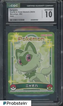 2023 Pokemon Scarlet & Violet Stickers Marumiya #02 Sprigatito Holo CGC 10 - Image 1
