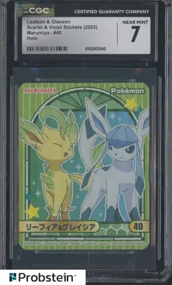 2023 Pokemon Scarlet & Violet Stickers Marumiya #40 Leafeon & Glaceon Holo CGC 7 - Image 1