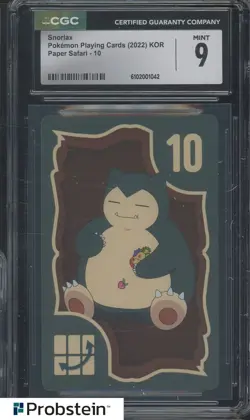 2022 Pokemon Playing Cards Korean Paper Safari - 10 Snorlax CGC 9 MINT - Image 1