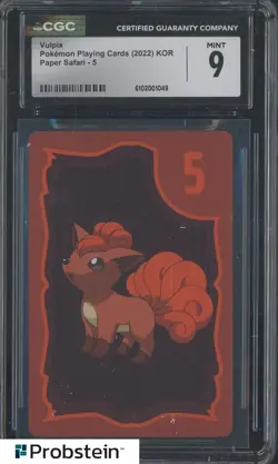 2022 Pokemon Playing Cards Korean Paper Safari - 5 Vulpix CGC 9 MINT - Image 1