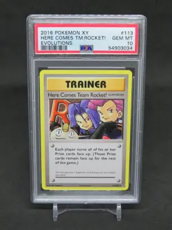 2016 POKEMON XY HERE COMES TEAM ROCKET! EVOLUTIONS PSA 10 GEM MINT 113/108 #113 - Image 1