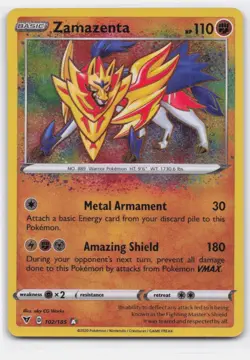 ZAMAZENTA 102/185 AMAZING RARE VIVID VOLTAGE POKEMON LIGHTLY PLAYED - Image 2