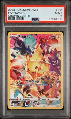 2023 POKEMON SWORD & SHIELD CROWN ZENITH #160 FULL ART/PIKACHU PSA 9 - Image 1