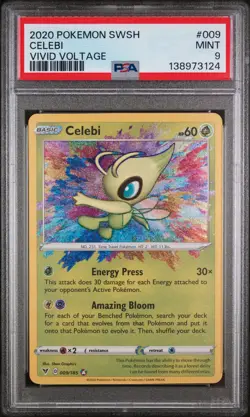 2020 POKEMON SWORD & SHIELD VIVID VOLTAGE #009 CELEBI PSA 9 - Image 1