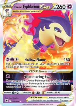 Hisuian Typhlosion VSTAR 054/189 Holo Rare VSTAR Astral Radiance Pokemon NM - Image 1