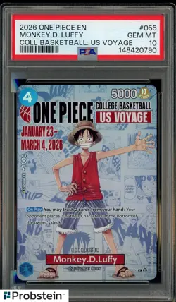 2026 One Piece EN College Basketball US Voyage #055 Monkey D Luffy PSA 10 - Image 1