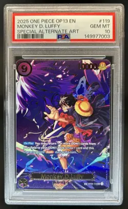 2025 One Piece Monkey D. Luffy Special Card Alt Art #OP09-119 PSA 10 GEM MINT - Image 1