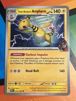 074/182 TEAM ROCKET'S AMPHAROS | UNCOMMON | DESTINED RIVALS POKEMON CARD NM - Image 1