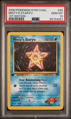 PSA 10 Misty'S Staryu 1st Edition Gym Challenge 92/132 1st Edition Pokemon Card - Image 1