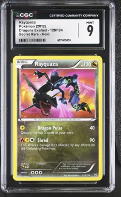 CGC 9 MINT Rayquaza 2012 Dragons Exalted 128/124 Secret Rare Holo Pokemon Card - Image 1