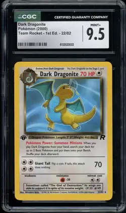 CGC 9.5 MINT+ Dark Dragonite Team Rocket 1st Edition 22/82 Pokemon Card - Image 1