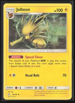 Jolteon Uncommon SM - Cosmic Eclipse 70/236 NM Pokemon Card - Image 1