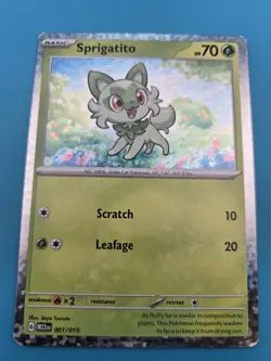 Sprigatito 001/015 - Holo - McDonald’s 2023 Pokemon TCG Card M23en - LP - Image 1