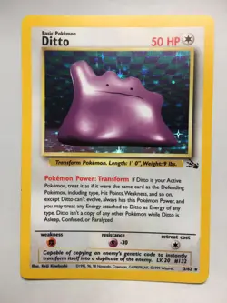 Holo Ditto Card - Unlimited - Ungraded NM - Fossil 3/62 - TCG WOTC 1999 - Image 1