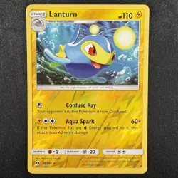 Pokemon TCG Lanturn Sun & Moon Base Set 50/149 Reverse Holo Rare Card 1 - Image 1