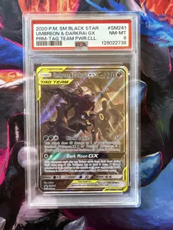 2020 Pokemon Sun and Moon Umbreon & Darkrai GX Black Star Promo #SM241 PSA 8 - Image 1