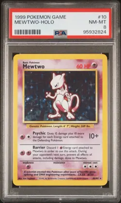 Pokemon Base Set 1999 Mewtwo Holo 10/102 PSA 8 - Image 1