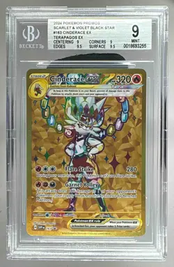 3255 Cinderace ex 2024 Pokemon Scarlet Violet Terapagos Promo #163 BGS 9 - Image 1