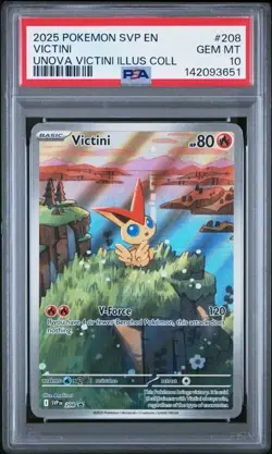 2025 Pokemon SVP EN-SV Black Star Promo - Victini #208 Unova Collection - PSA 10 - Image 1