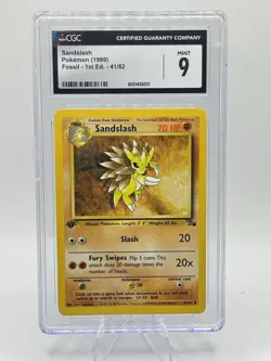 1999 Pokemon Fossil Sandslash 41/62 1st Edition CGC 9 - Image 2