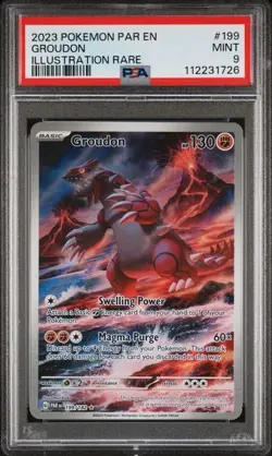 Pokemon TCG Groudon Illustration Rare Card 199/182 PSA 9 Paradox Rift SV04 - Image 1