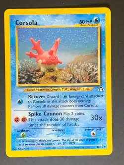 Corsola 37/75 Uncommon Neo Discovery Pokemon 2001 Vintage Non Holo [2] - Image 1