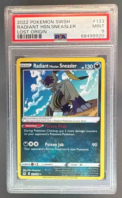9920 Radiant Hisuian Sneasler 2022 Pokemon Sword & Shield Lost Origin #123 PSA 9 - Image 1