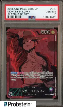 2025 One Piece EN02 Japanese Alternate Art #010 Monkey D. Luffy PSA 10 GEM MINT - Image 1