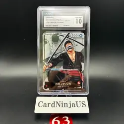 CGC 10 GEM MINT Roronoa Zoro Parallel OP01-001 L 25th Edition ONE PIECE Card 63 - Image 1