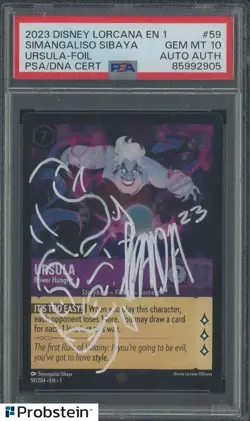 Simangaliso Sibaya Signed 2023 Disney Lorcana EN 1 Foil #59 PSA 10 PSA/DNA AUTO - Image 1