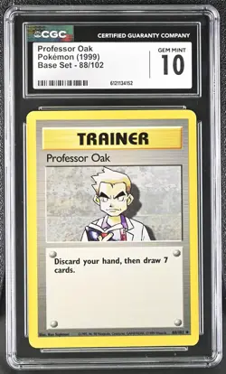 CGC 10 GEM MINT Professor Oak 1999 Base Set 88/102 Pokemon Card - Image 1