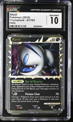 Absol Prime 91/102 Triumphant Holo Rare CGC 10 GEM MINT Pokemon Card - Image 1