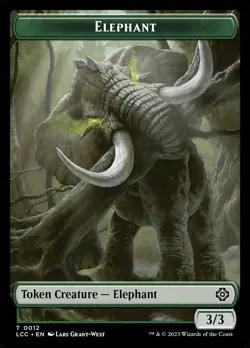 MTG GREEN 3/3 ELEPHANT TOKEN 0012 - THE LOST CAVERNS OF IXALAN LCC - Image 1