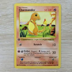 MP + 1st Edition Shadowless Charmander 46/102 Base Set Nintendo Pokemon Card - Image 1