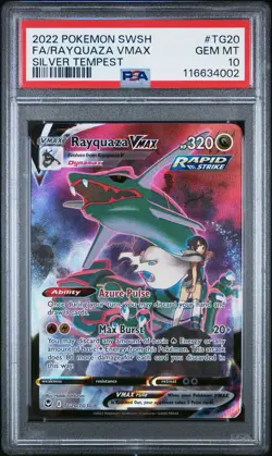 2022 POKEMON SWORD & SHIELD SILVER TEMPEST #TG20 FULL ART/RAYQUAZA VMAX PSA 10 - Image 1