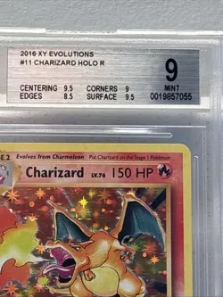 2016 Pokemon XY Evolutions Holo Charizard #11 Beckett 9 MINT - Image 2