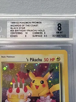 2000 Pokemon Black Star Promo Birthday Pikachu Holo. #24 NM Mint, PSA 8 - Image 2