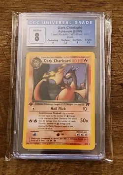 2000 POKEMON 1ST EDITION TEAM ROCKET DARK CHARIZARD HOLO 4/82 CGC 8 Old Label - Image 1