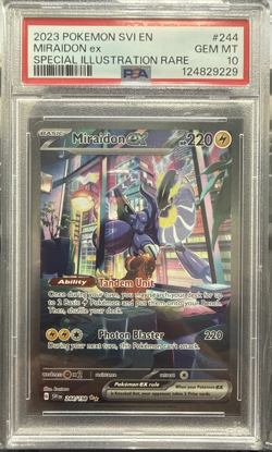 2023 POKEMON SCARLET & VIOLET SPECIAL ILLUSTRATION RARE #244 MIRAIDON EX PSA 10 - Image 1