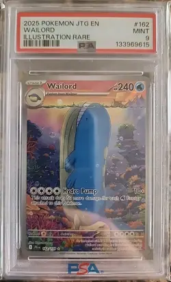 PSA 9 Wailord 162/159 Sv09 Journey Together Illustration Rare Holo Pokemon EN - Image 1