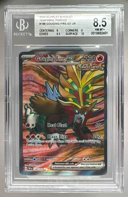 2401 Gouging Fire ex 2024 Pokemon Scarlet Violet Temporal Forces #188 BGS 8.5 - Image 1