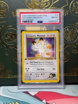 PSA 8 2000 Pokemon Gym Challenge #74 Giovanni's Meowth 1st Edition - Image 1