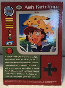1999 Topps Pokemon TV Animation Edition Series 1 #TV1 Ash Ketchum Foil Blue Logo - Image 2